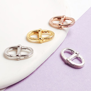 双开口猪鼻子万用扣镀18k金扣头配件DIY可拆卸手链连接环s925纯银