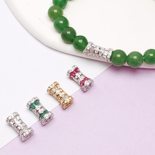 S925纯银镶嵌钻石珍珠项链扣 镀18k金扣头翡翠圆珠螺丝连接扣搭扣