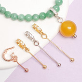 s925纯银珍珠吊坠扣头diy配件转运珠扣子路路通圆珠子通孔扣新品