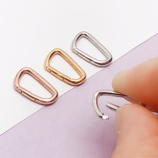 S925纯银大号项链扣连接扣弹簧扣手链扣珍珠扣头方形男女士方扣子