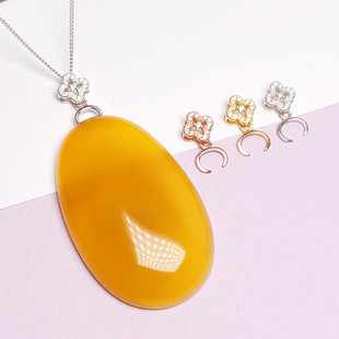 新品横孔扣子牛鼻夹扣左右扣S925纯银镀18kDIY配件夹扣吊坠扣包邮