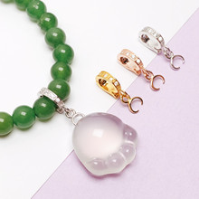 活口横孔扣子牛鼻18k夹扣左右扣S925纯银DIY可配珠链开口吊坠扣头