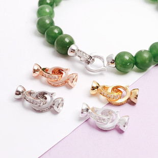 S925纯银珍珠项链扣头搭扣接头diy手工手链连接双环8字小号尾扣子