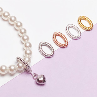 925纯银镀18K黄金色扣项链扣手链扣头开口圈链接扣条纹椭圆吊坠扣