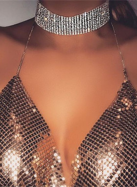 夏季闪钻网红同款百搭潮流演出饰品 束颈女A钻项链装饰搭配987