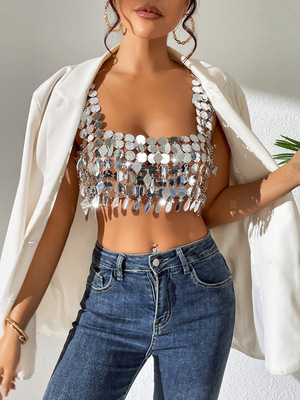 亮片欧美吊带背心性感