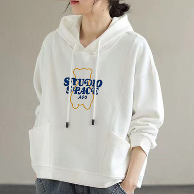 100%纯棉春秋季连帽显瘦卫衣女潮