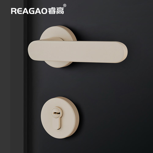 睿高白色门锁米白奶油风磁吸锁