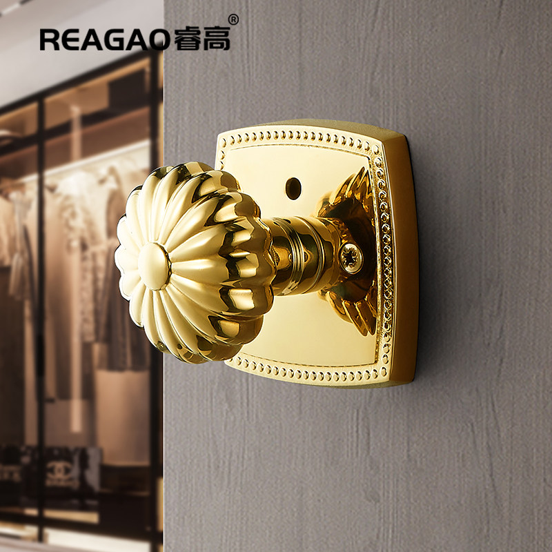 纯铜金色门锁法式室内卧室房门木门把手卫浴锁单舌浴室门锁南瓜,基础建材,机械门锁,淘宝优惠券,粉丝福利购,淘宝优惠卷