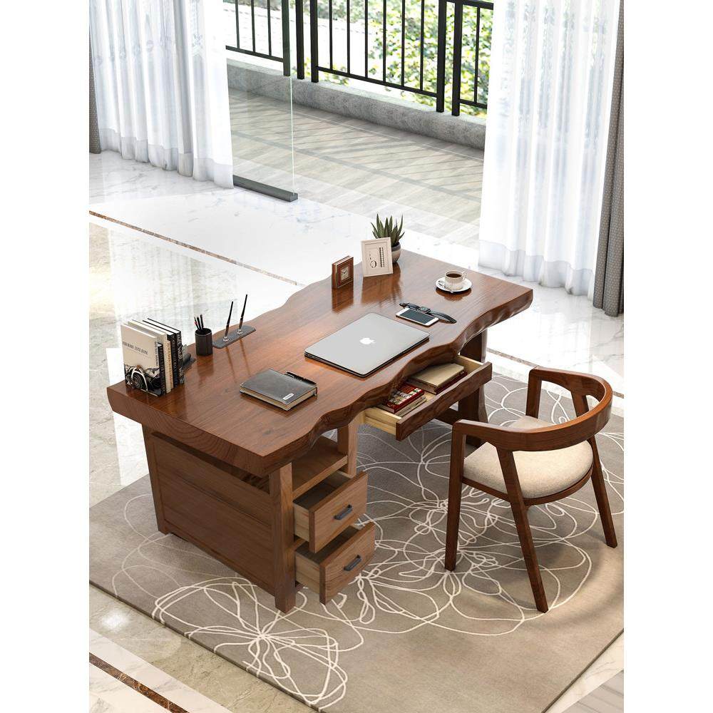 新中式全实木大板书桌柜子电脑桌原木整板松木书房书法桌写字桌子,住宅家具,书桌,淘宝优惠券,粉丝福利购,淘宝优惠卷