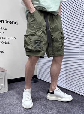 2025夏季工装短裤大口袋直筒速干五分裤多口袋沙滩裤设计夏季潮裤