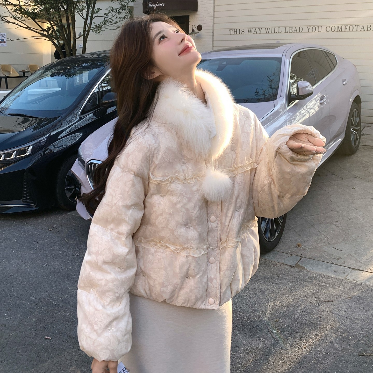 【新款】90绒现货重工面料羽绒服外套297-1978-315-K458，女装棉衣/棉服，艾艾淮淮