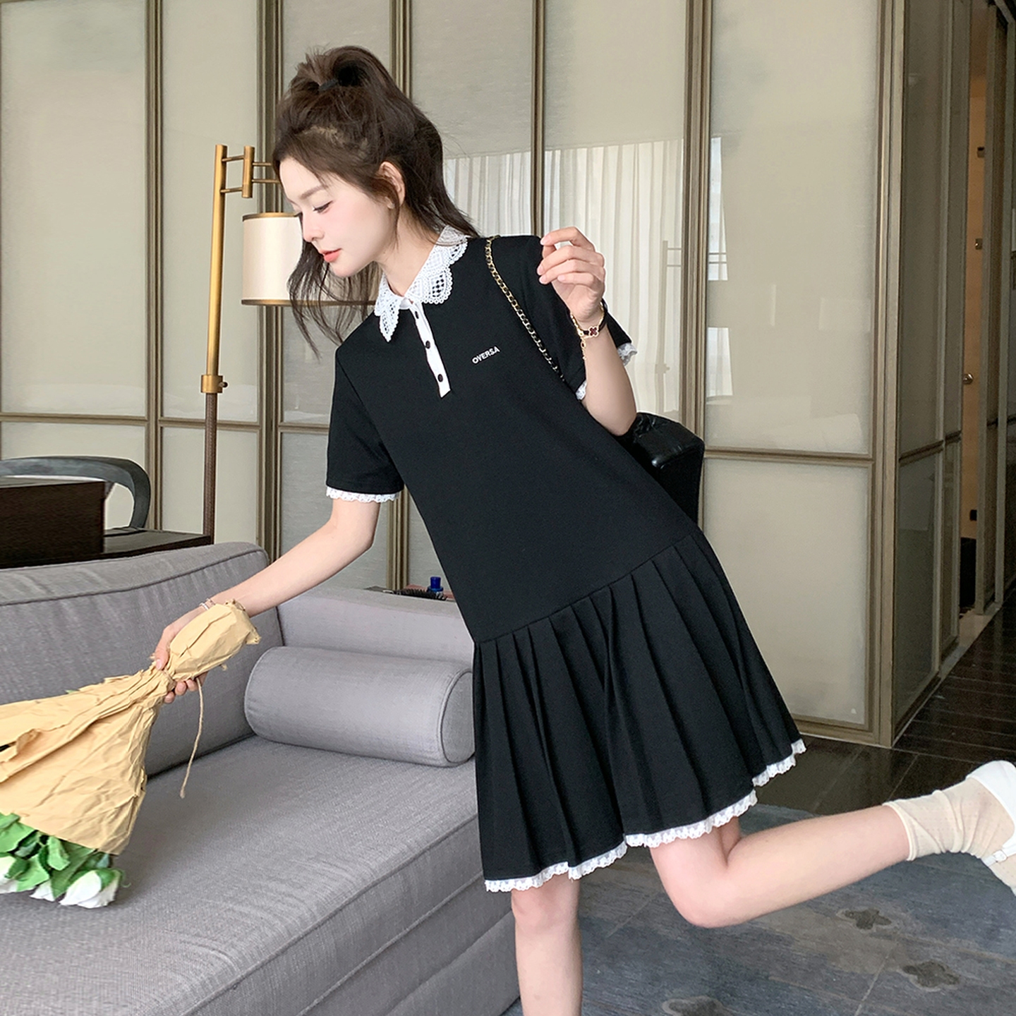 【新款】现货百褶学院风小个子连衣裙297-1261-P135-K198，女装连衣裙，艾艾淮淮