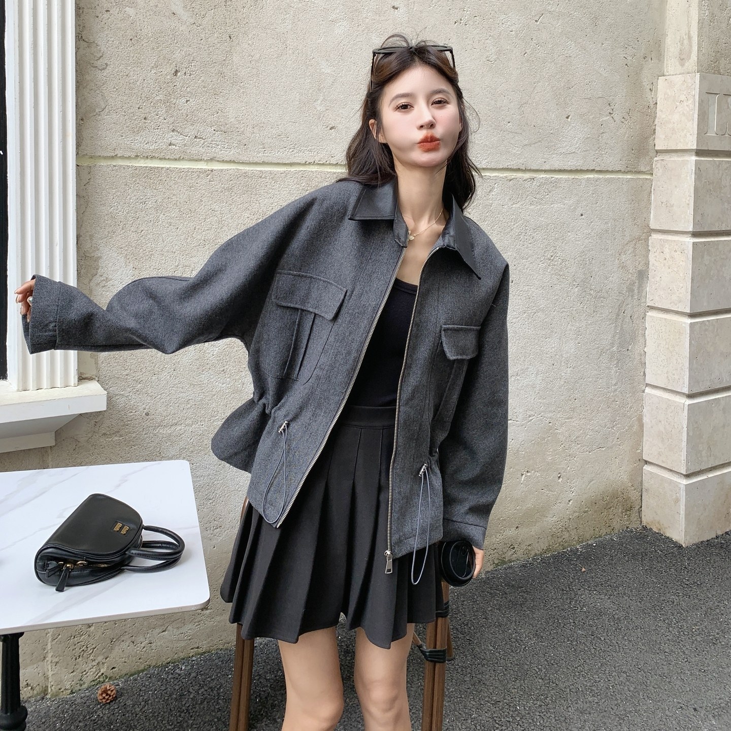 【新款】现货复古工装毛呢外套297-1782-P165-K238,女装套装/套裙,艾艾淮淮