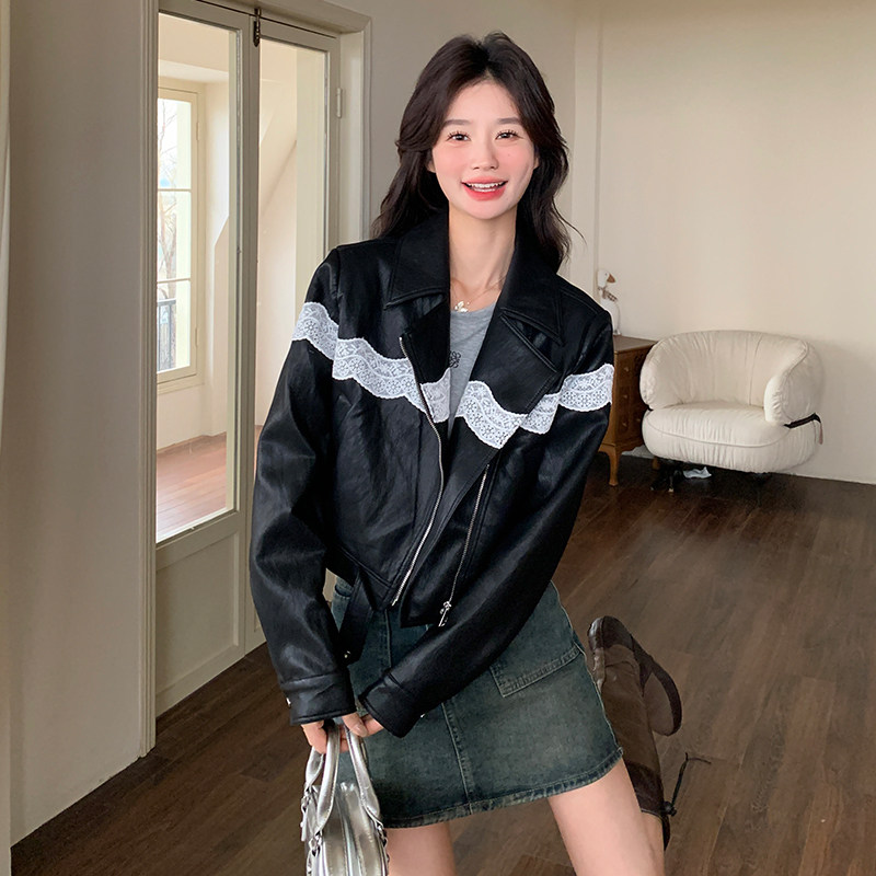 现货休闲显瘦蕾丝拼接外套297-1185-P145-K208,女装短外套,艾艾淮淮