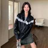 现货休闲显瘦蕾丝拼接外套297-1185-P145-K208，女装短外套，艾艾淮淮