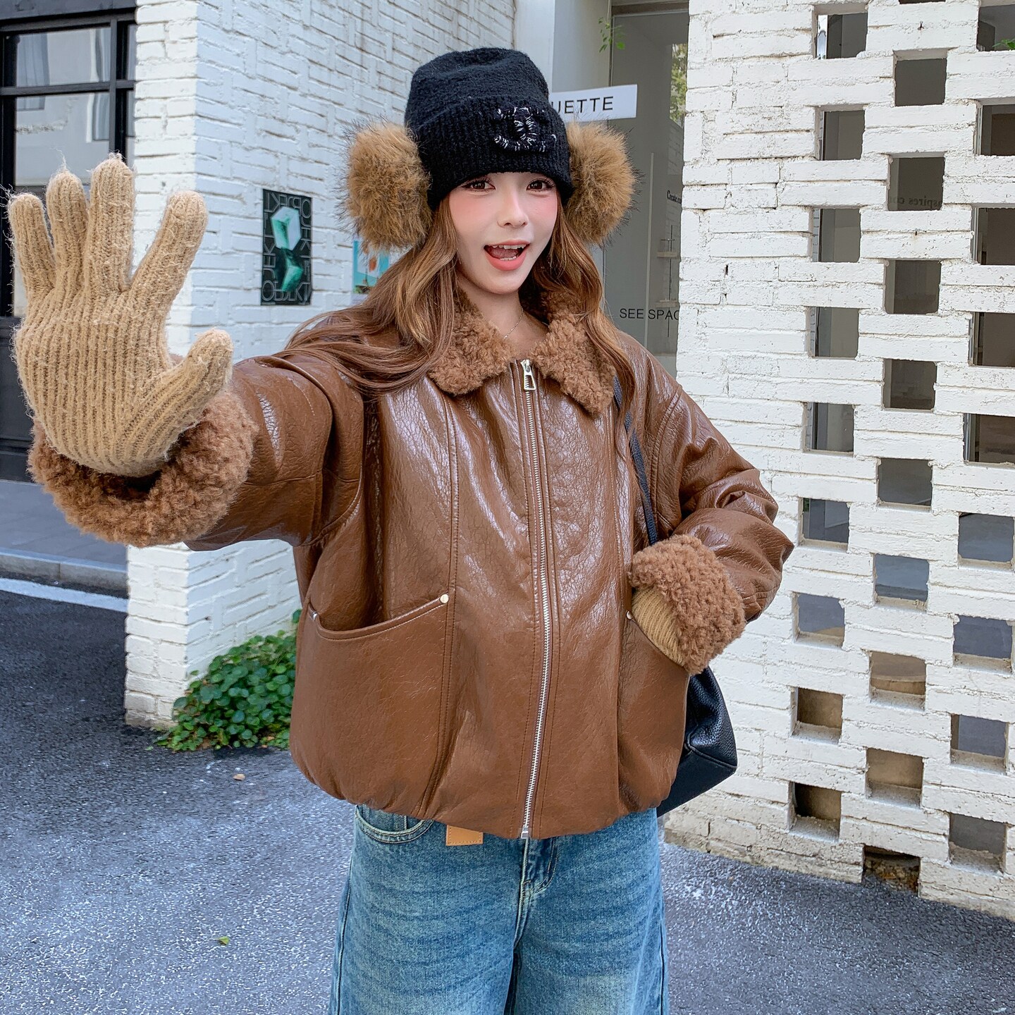 【新款】90绒现货羊羔毛拼接羽绒服297-1870-P265-K388图片