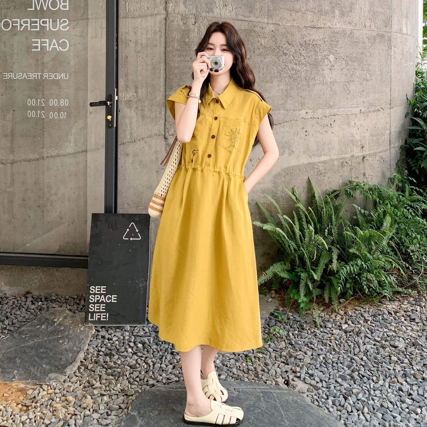 【新款】现货刺绣收腰连衣裙297-1639-P135-K198，女装连衣裙，艾艾淮淮