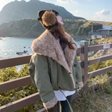 【新款】90绒现货羊羔毛拼接羽绒服外套297-1938-P275-K408，女装短外套，艾艾淮淮