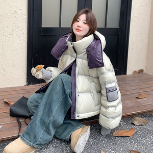 现货 90绒 连帽 拼接个性羽绒服297-1088-P295-K438图片