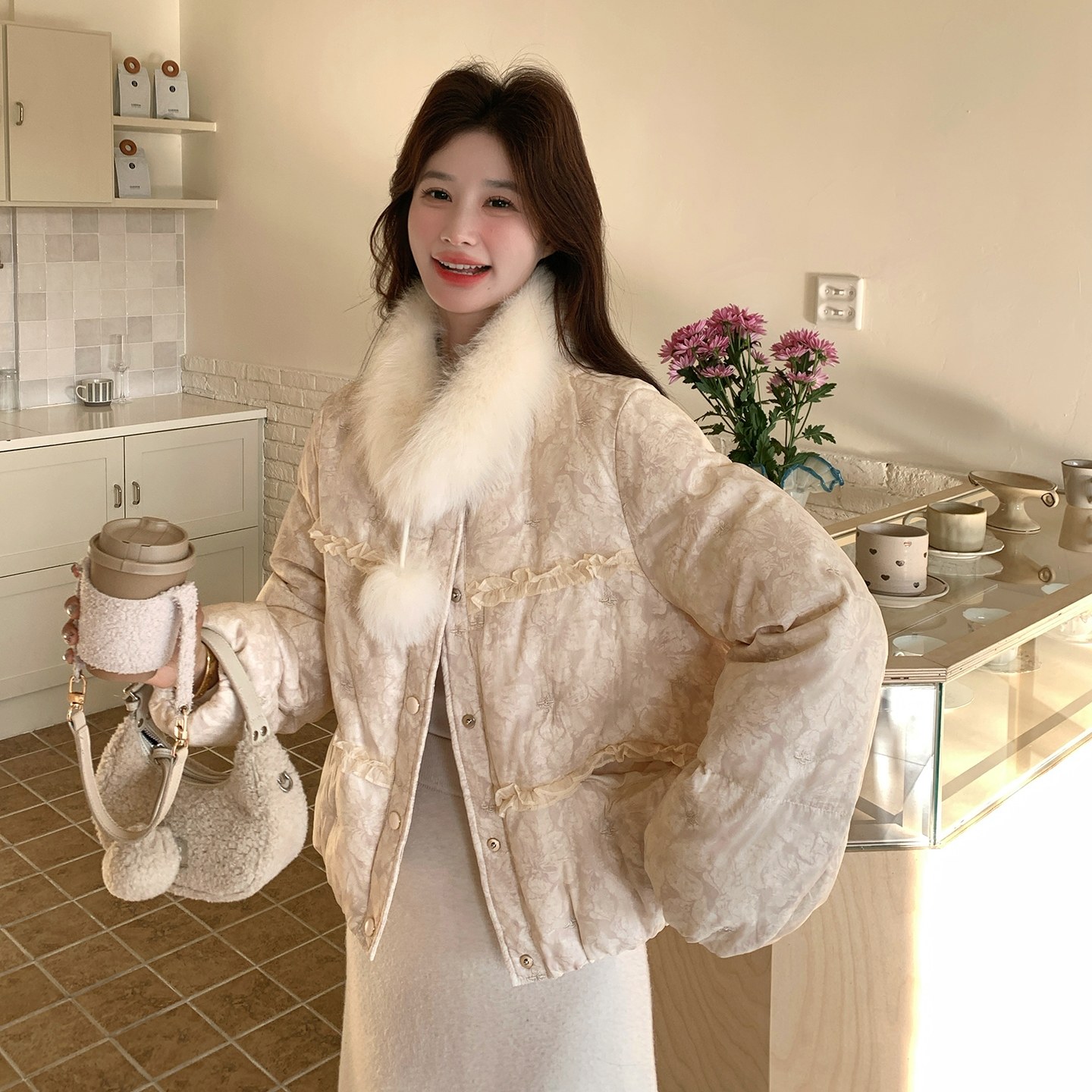 【新款】90绒现货重工面料羽绒服外套297-1978-315-K458,女装棉衣/棉服,艾艾淮淮
