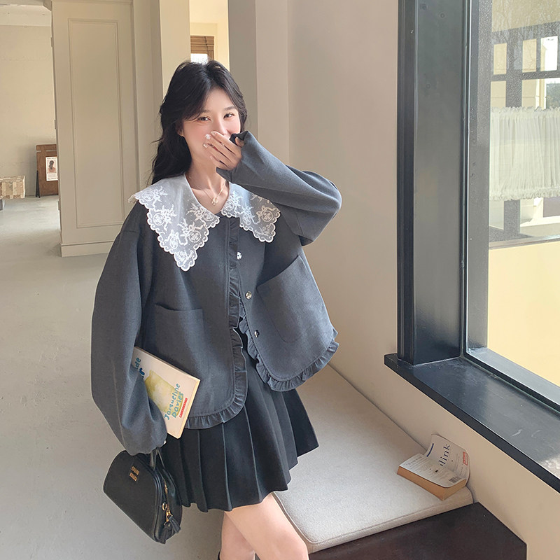 现货 蕾丝 拼接娃娃领外套297-1160-P145-K208图片