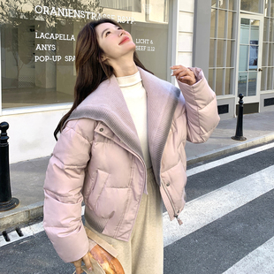 P295 1952 90绒现货针织拼接羽绒服297 K438 首发新款