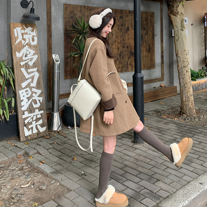 【新款】现货拼接撞色毛呢大衣297-969-P185-K278,女装毛呢外套,艾艾淮淮