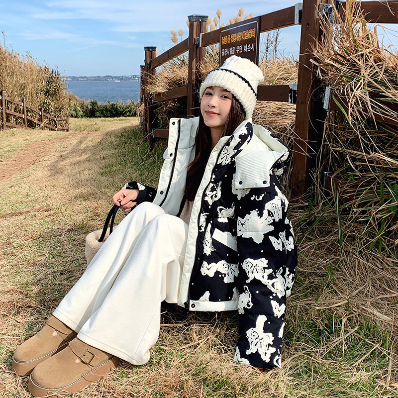 现货90绒蝴蝶印花连帽羽绒服297-1016-P285-K428,女装棉衣/棉服,艾艾淮淮