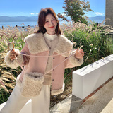 【新款】现货海军领皮毛一体配包包297-1035-P195-K288，女装短外套，艾艾淮淮