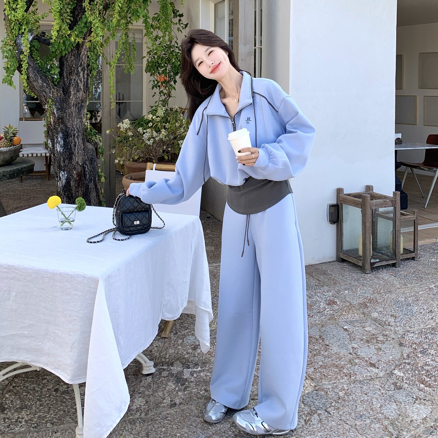 【新款】现货假两件上衣+裤子套装297-1998-P185-K298，女装套装/套裙，艾艾淮淮