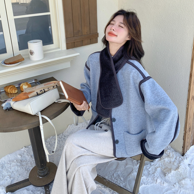 【首发新款】现货 双面 毛呢 外套配围脖297-1821-P165-K238