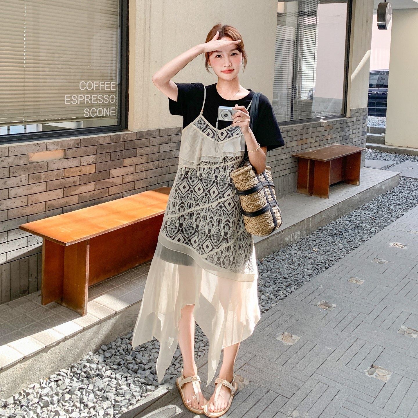 【新款】现货法式蕾丝吊带连衣裙297-1561-P135-K198,女装连衣裙,艾艾淮淮