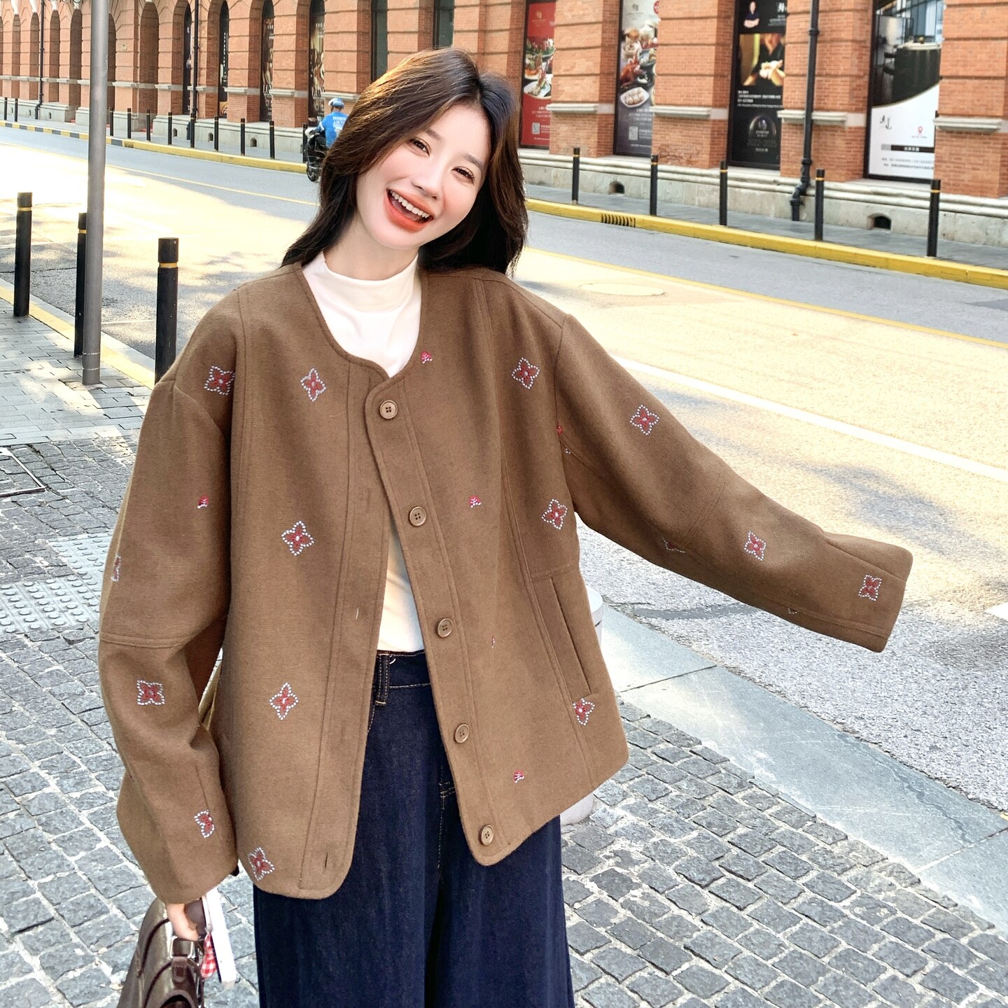 【新款】现货刺绣毛呢外套297-1772-P165-K238,女装短外套,艾艾淮淮