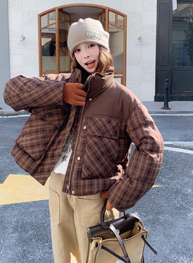 【首发新款】90绒 现货 格子拼接羽绒服297-1956-P285-K418