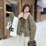 【新款】90绒现货羊羔毛拼接羽绒服297-1937-P285-K418，女装棉衣/棉服，艾艾淮淮