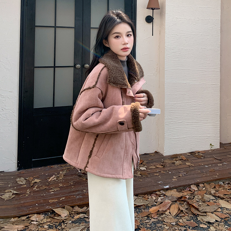 现货粉色羊羔毛外套297-965-P185-K278,女装短外套,艾艾淮淮