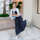 轻熟风设计感夏日ootd穿搭女2025新款假两件上衣碎花半身裙两件套，女装连衣裙，艾艾淮淮