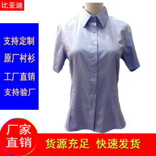 比亚迪浅蓝色衬衫男女管理人员衬衣短袖高端长袖工作服BYD工装