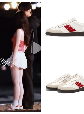 虞书欣同款ept小白鞋德训鞋红尾板鞋运动鞋santos低帮软弹韩国