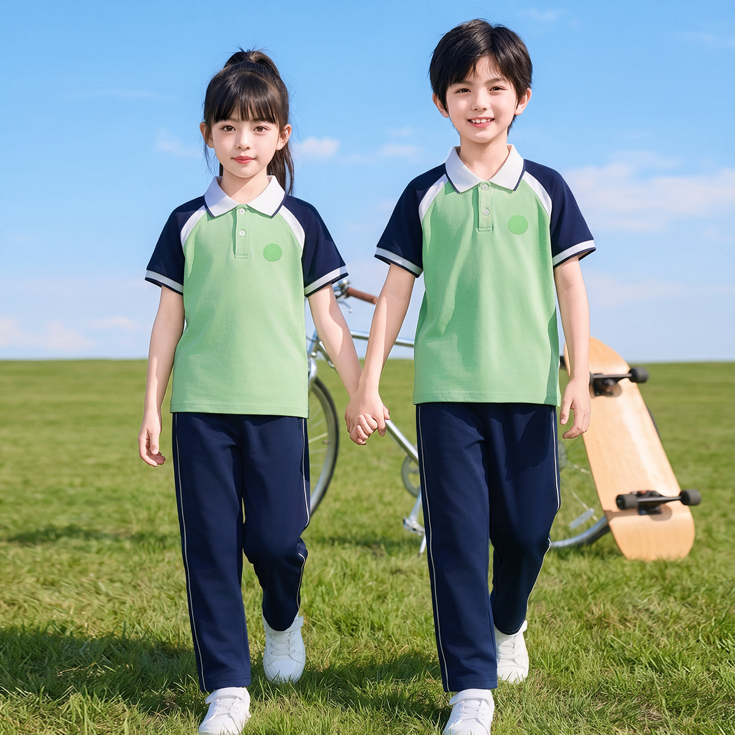辽宁鞍山市小学生统一校服学院运动会夏季短袖套装春秋季儿童班服