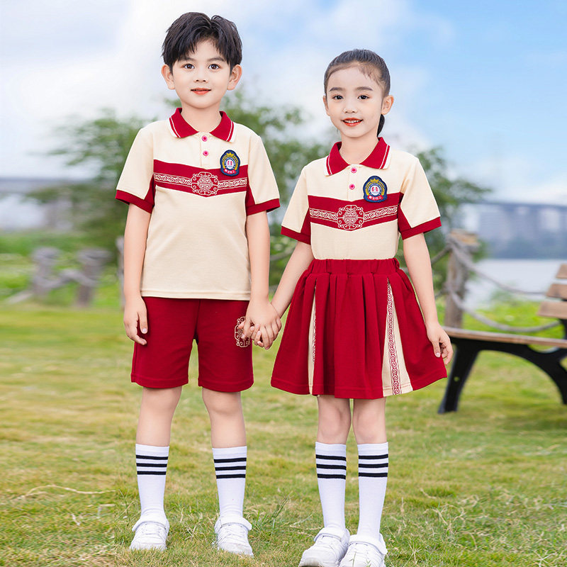 小学生校服春夏季男女童复古洋气短袖幼儿园班服学院运动服四件套