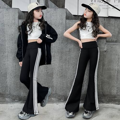 女童爵士舞露脐喇叭裤形体服