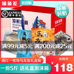湛江一夜埕马友鱼5斤礼盒 马鲛黄花金鲳冰冻海味年货海产特产送礼