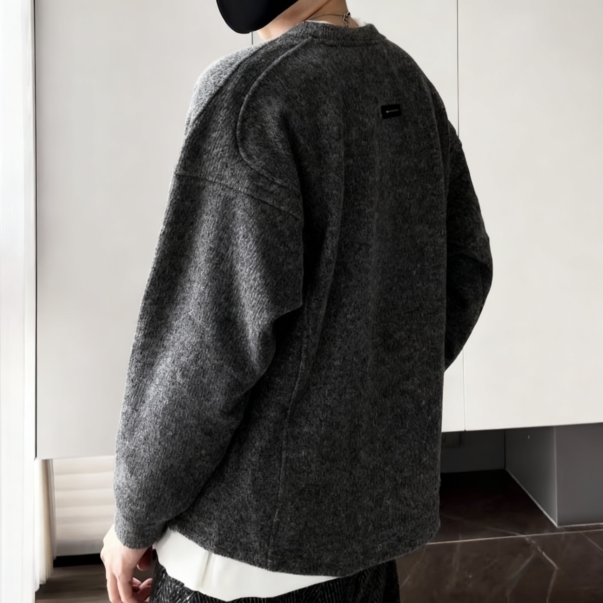 圆领卫衣男潮牌高级感加绒蝙蝠袖