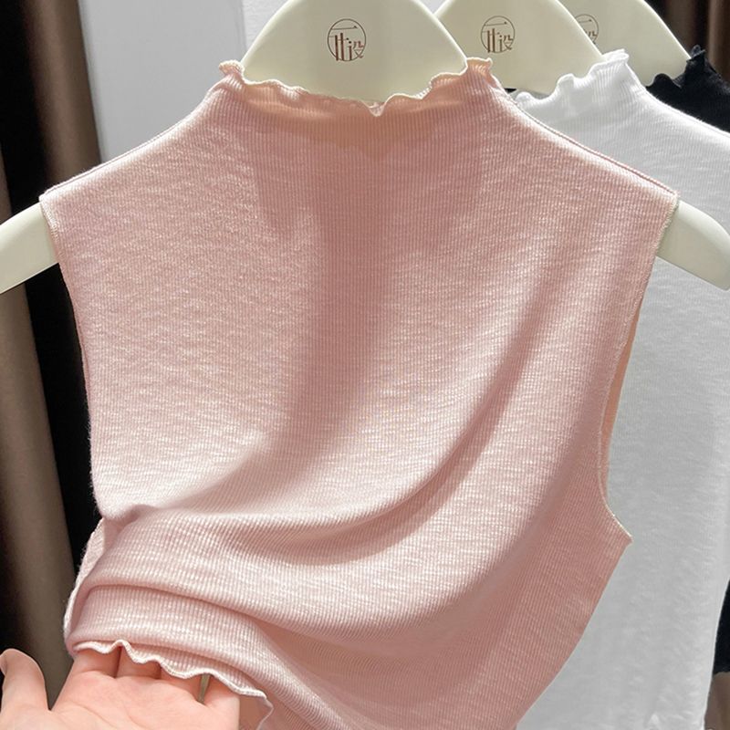 木耳边半高领假领子百搭女高档毛衣叠穿神器针织打底内搭背心高级