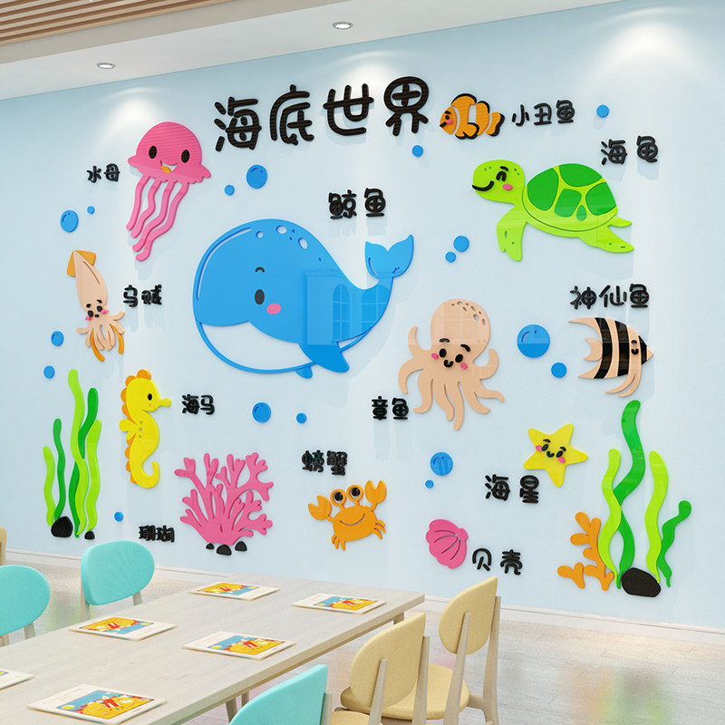 海底风世界主题墙面半成品贴纸幼儿园班级教室装饰环境创材料布置