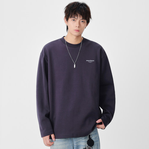 280g重磅长袖T恤男士2025新款秋季青少年内搭打底衫男生圆领上衣