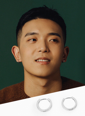 925纯银男女光面细条耳扣多耳洞小耳环素银窄耳圈耳钉素圈原创