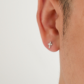 YiJianStudio s925纯银十字架耳钉男学生简约单只耳环女饰品街头